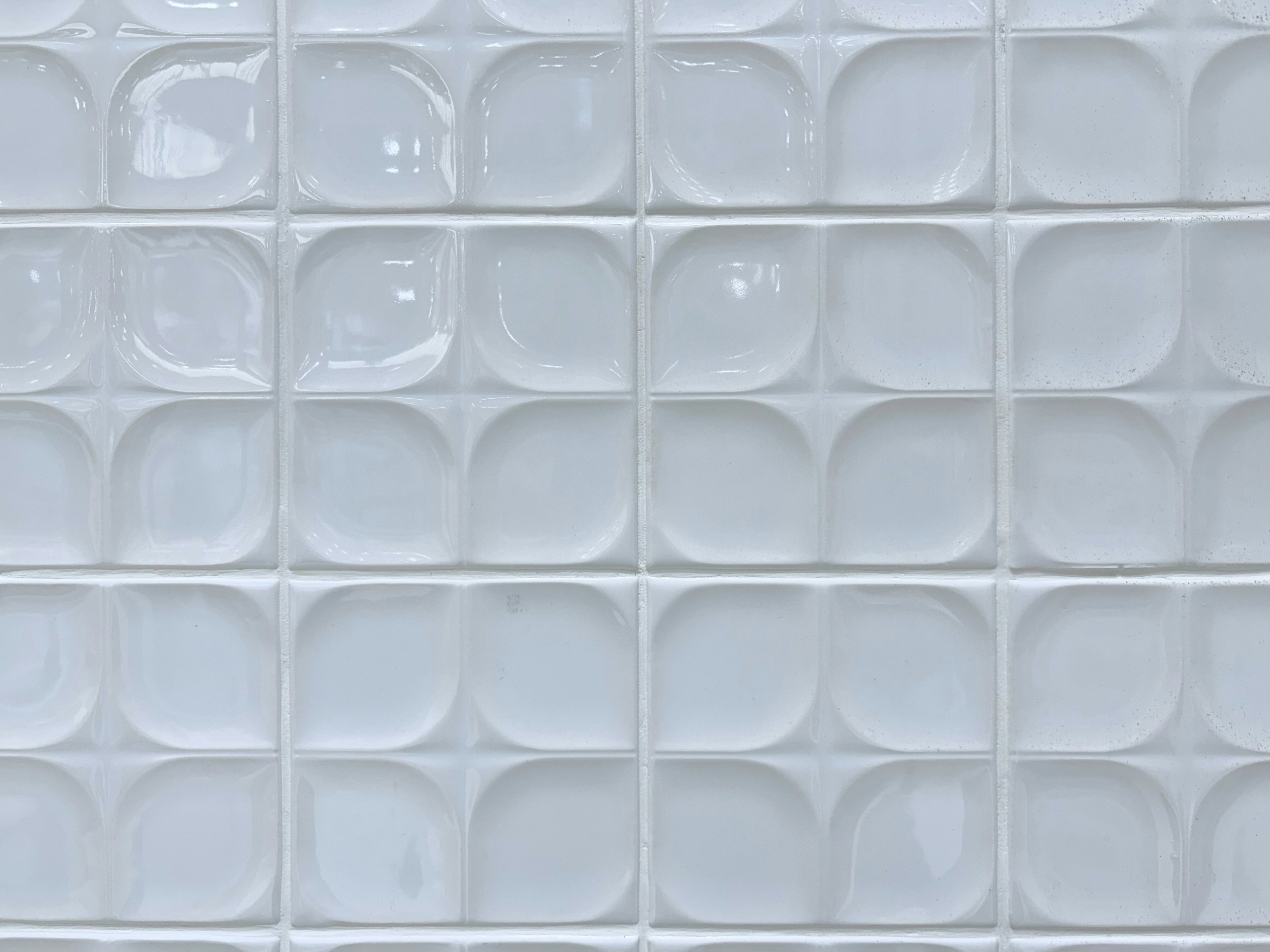 White bathroom tiles showing grout condition